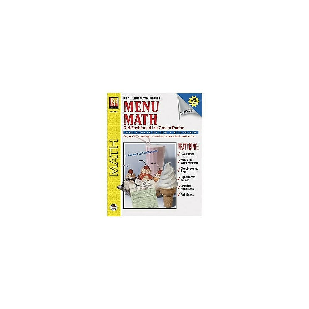Image of Remedia Menu Math Old-Fashioned Ice Cream Parlor Book 2, Multiplication & Division, Grade 3-6 (REM101B)