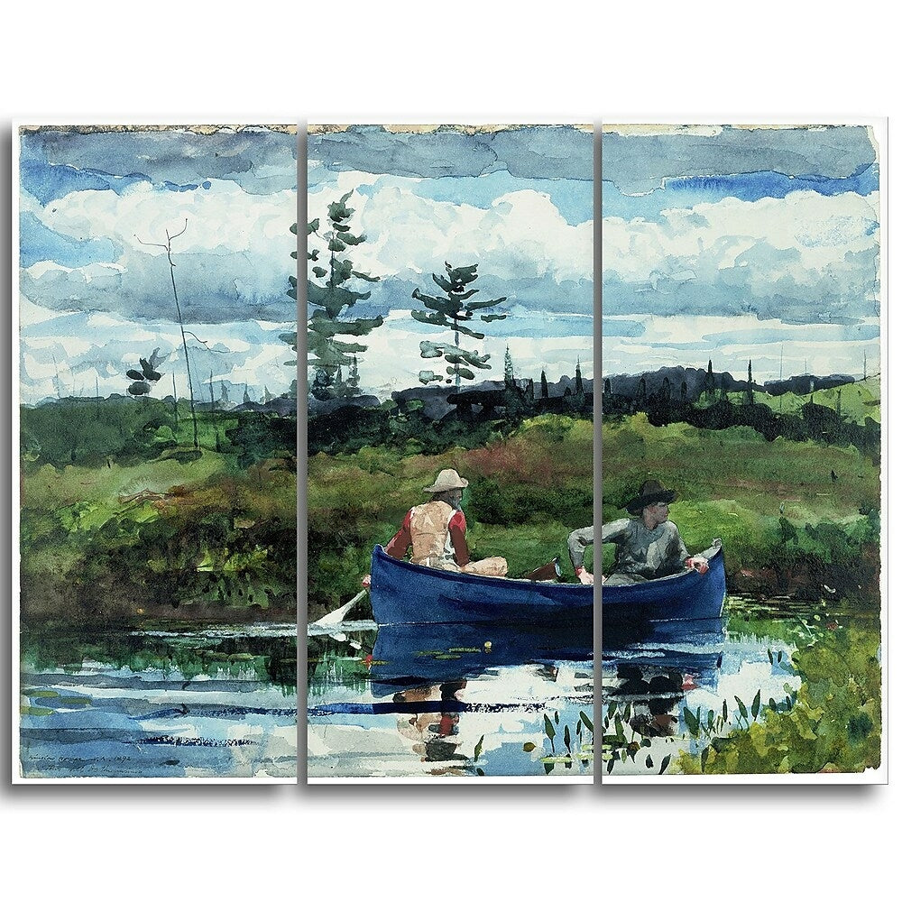 Image of Designart Winslow Homer, The Blue Boat Canvas Art Print, (PT5021-3P)