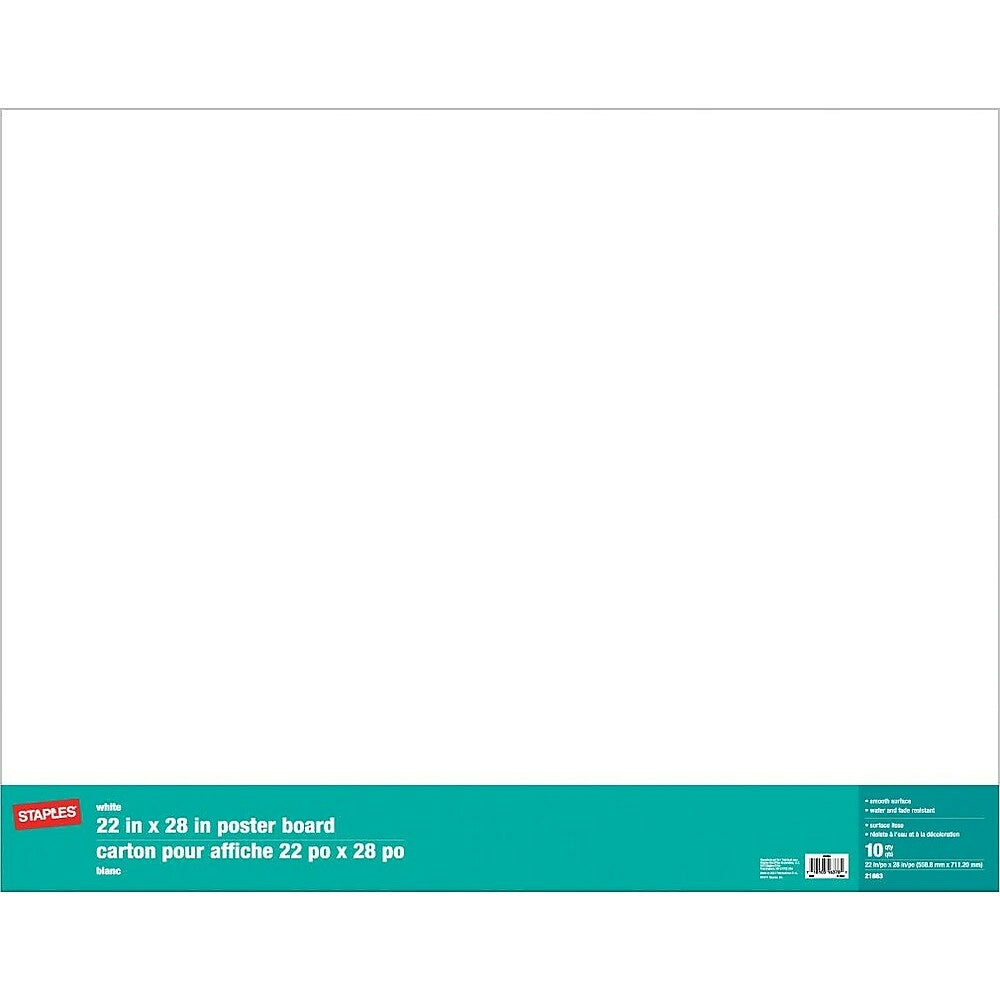 Image of Staples Poster Board - 22" x 28" - White - 10 Pack