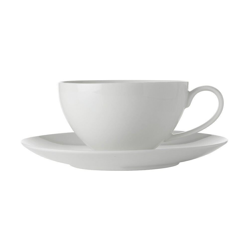 Image of Maxwell & Williams Basic White Cappuccino Cup & Saucer, 4 Pack