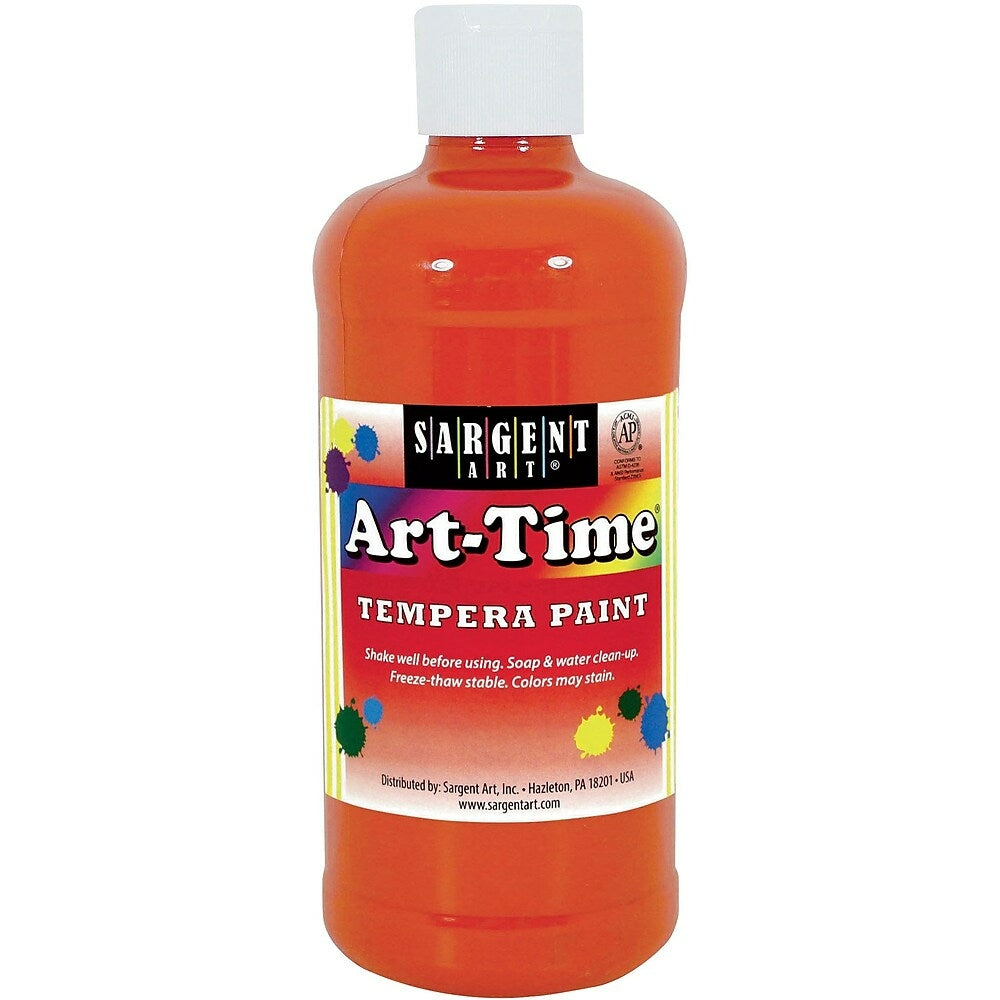 Image of Sargent Art Art-Time Non-Toxic Tempera Paint, 16 oz., Orange (SAR226414), 10 Pack