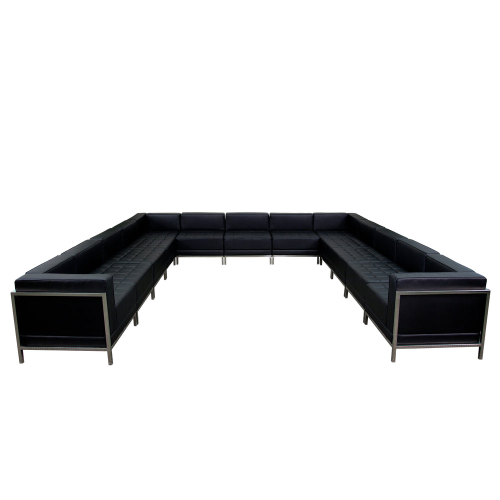 Image of Flash Furniture HERCULES Imagination Series Black LeatherSoft U-Shape Sectional Configuration, 13 Pieces