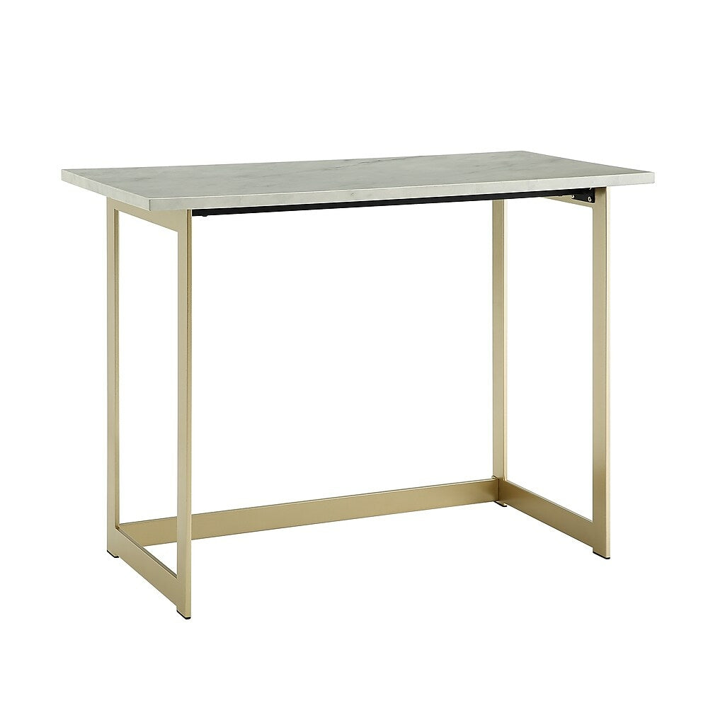 Image of Walker Edison 42" Modern Faux Marble Computer Desk - Faux White Marble/Gold