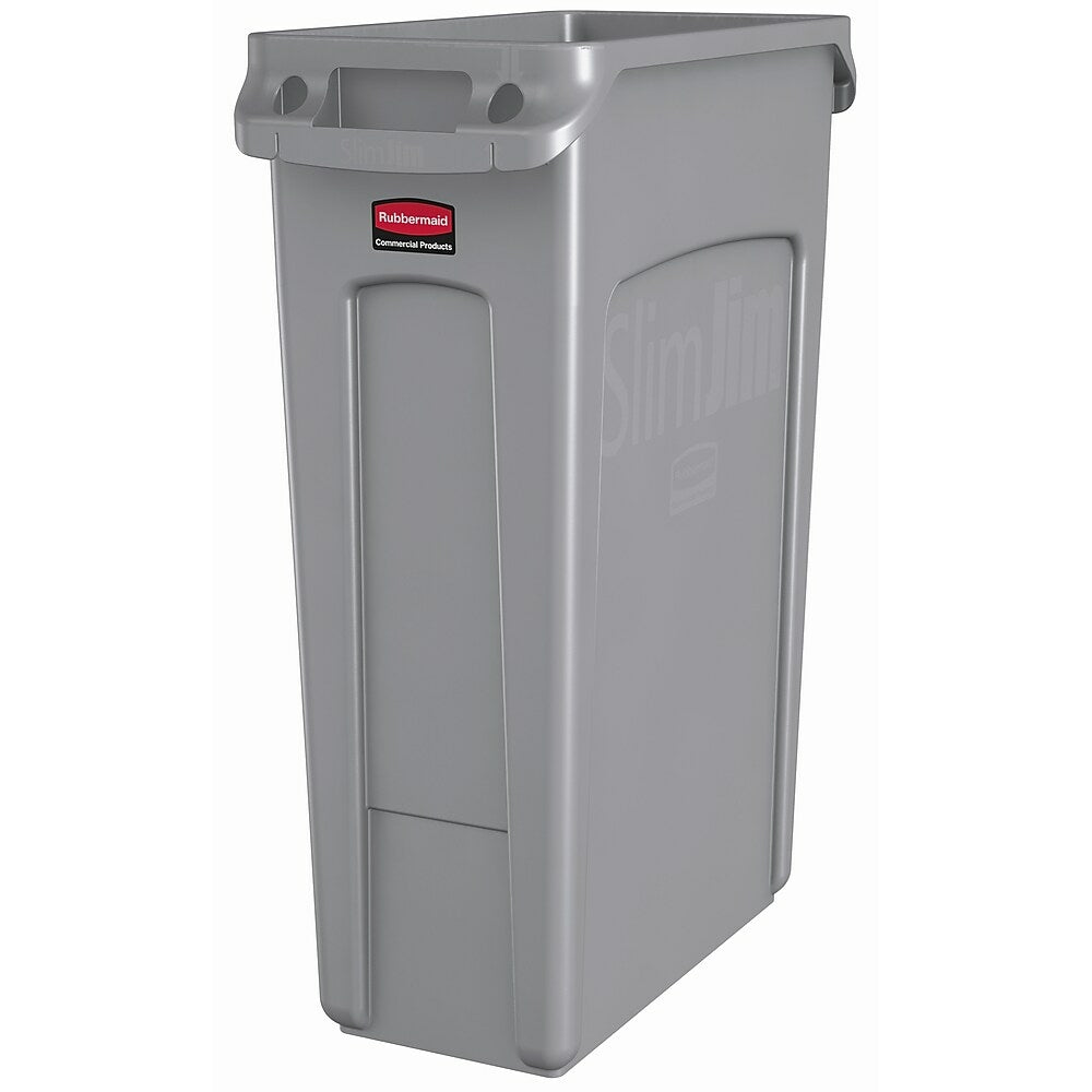 Image of Rubbermaid Commercial Slim Jim Garbage Cans with Venting Channels - 23-Gallon - Gray