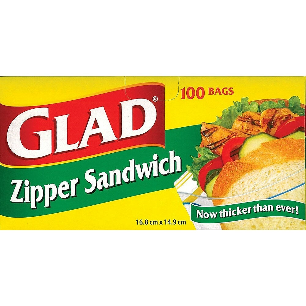 Image of Glad Zipper Sandwich Bags, 100 Bags Pack (12623WAVE), 100 Pack