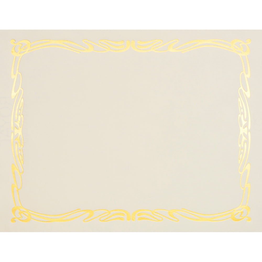 Image of St. James Elite Bond Certificates - Natural Linen with Deco Gold Foil Design - 12 Pack, Yellow