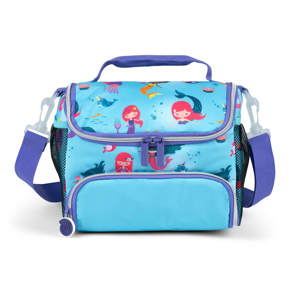 Image of Bondstreet 2 Compartment Insulated Kids Lunch Box - Light Blue Mermaid Print