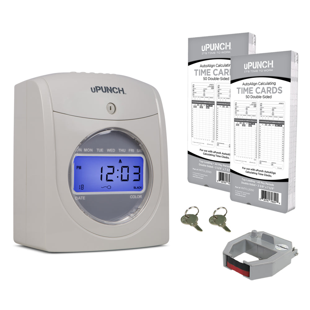 Image of uPunch Electronic Calculating Time Clock Bundle, White