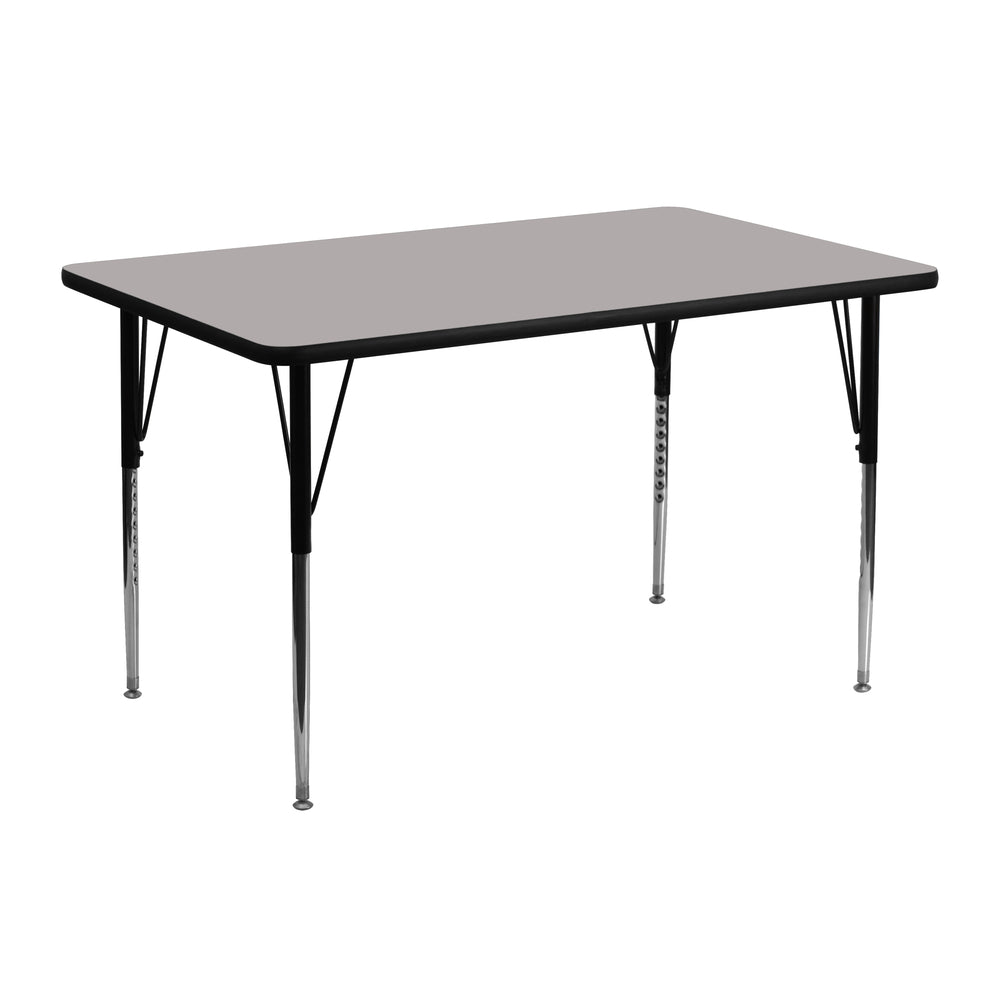 Image of Flash Furniture 24"W x 48"L Rectangle Activity Table with 1.25" High Pressure Top and Standard Height Adjustable Legs, Grey, Grey_Silver
