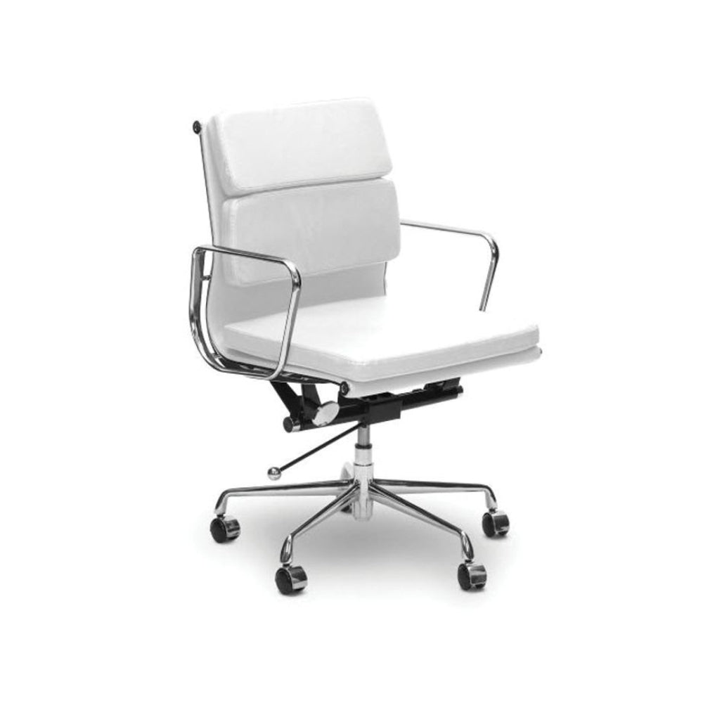 Image of Plata Import Alark Office Chair Pu Leather Upholstery Low Back Metal Frame - White