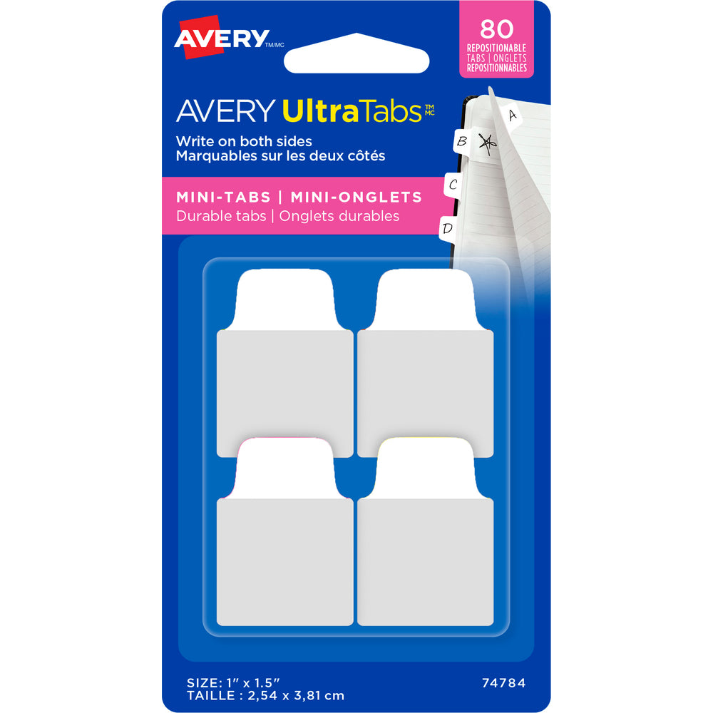 Image of Avery Ultra Tabs Repositionable Tabs - Mini Tabs - 1, 80 Pack