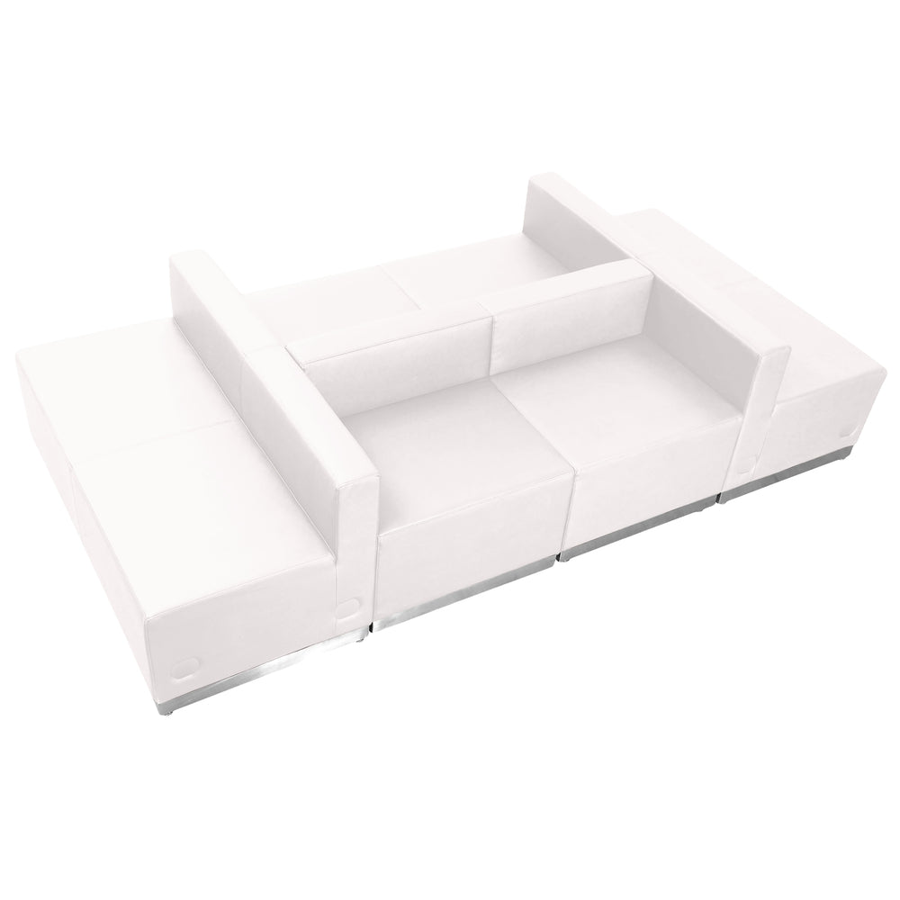 Image of Flash Furniture HERCULES Alon Melrose LeatherSoft Reception Configuration, 6 Piece, White