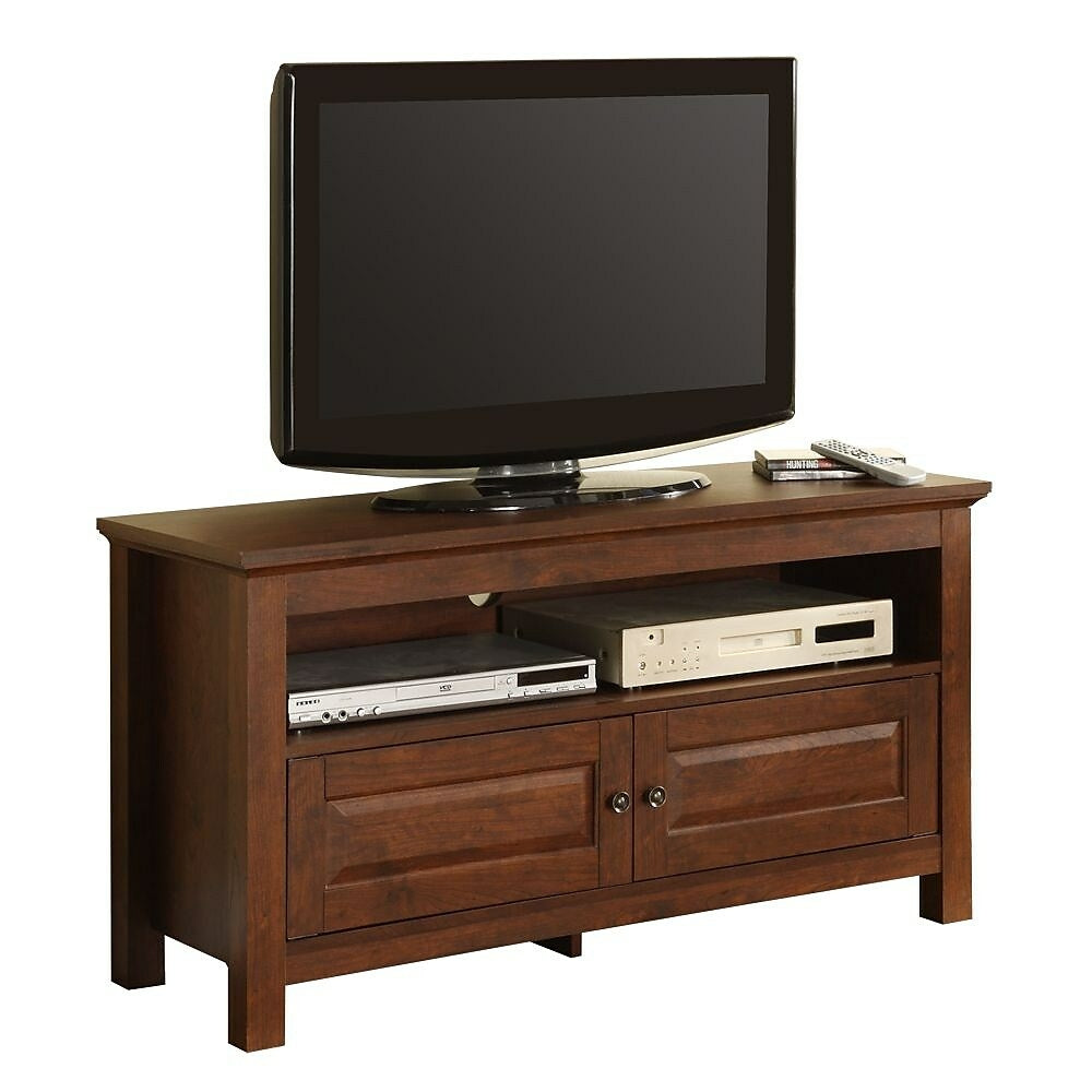 Image of Walker Edison Cortez 44-Inch Wood TV Console, Traditional Brown (WQ44CSTB)