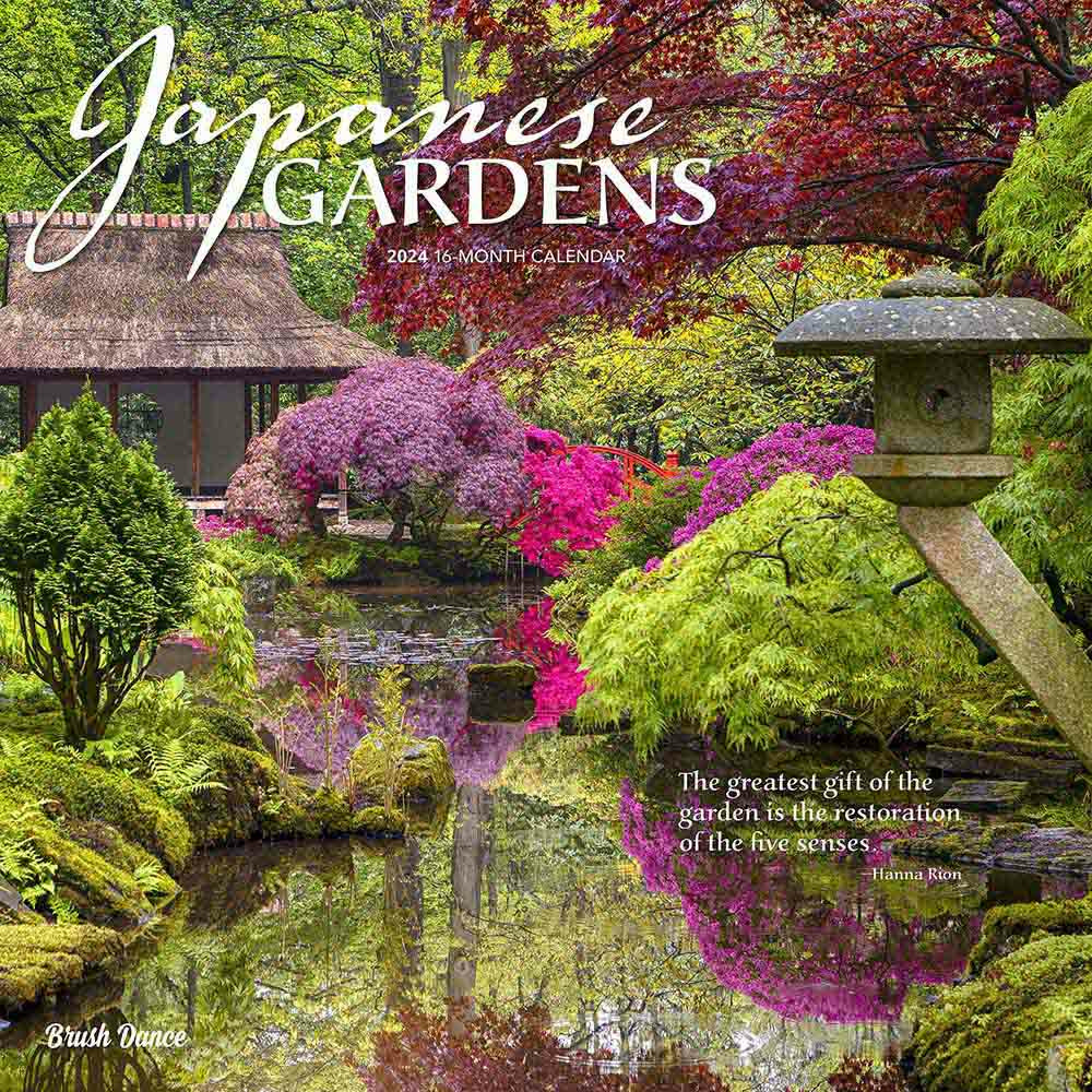 Image of Brush Dance 2024 Japanese Gardens Monthly Square Wall Calendar - 12" x 12" - Assorted - English