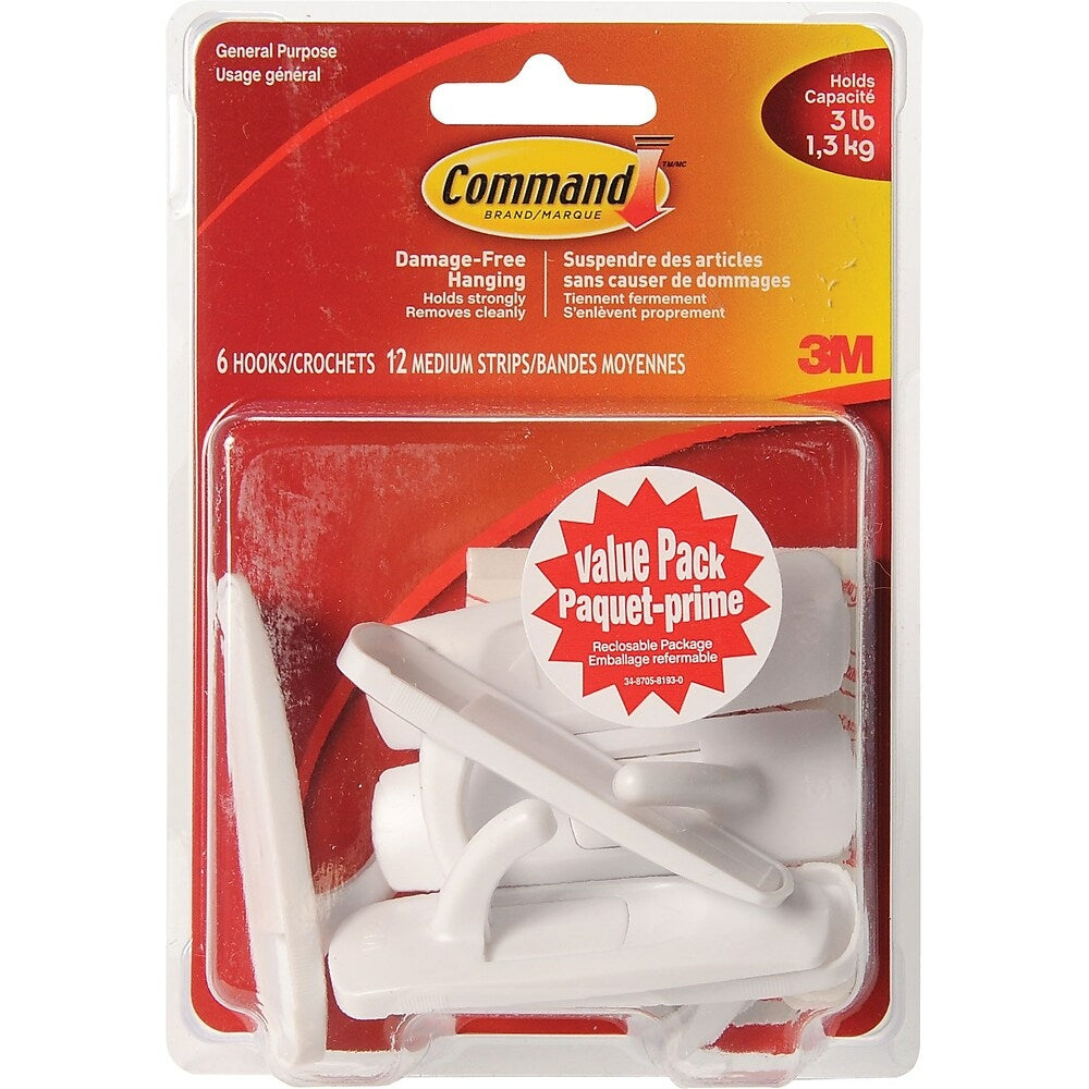 Image of Command Adhesive Hooks - Medium, White