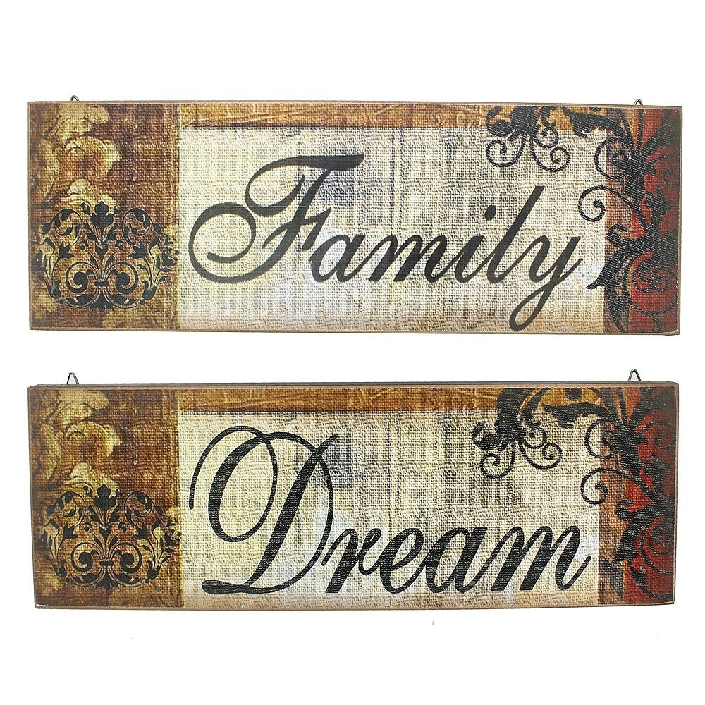 Image of Cathay Importers Assorted Rustic Canvas Wall Quotes (EC-24-0151), 2 Pack