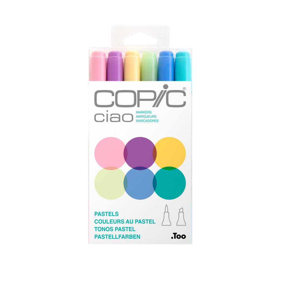 Image of Copic Ciao Dual Tipped Ink Markers - Pastels - Set of 6, Assorted
