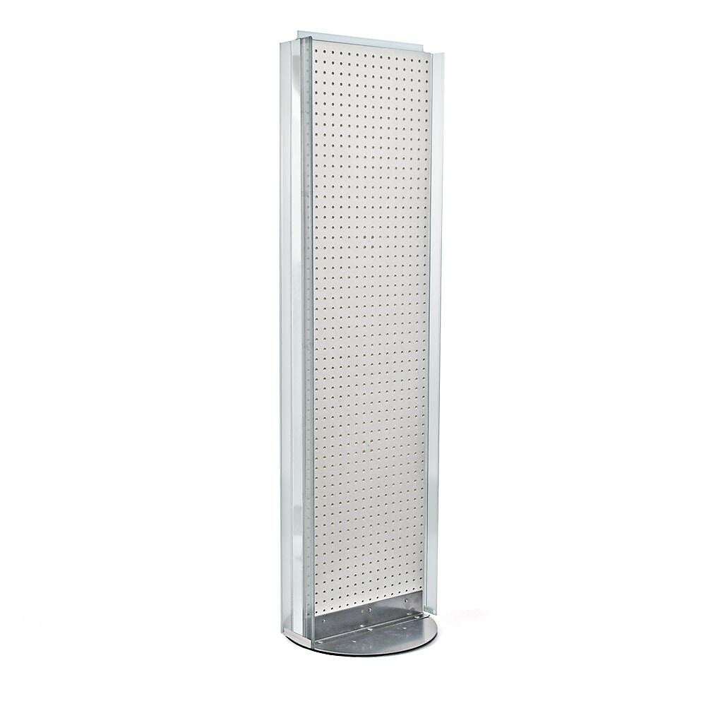 Image of Azar Displays Two-Sided Pegboard Floor Stand, 60" x 16", White (700256-WHT)