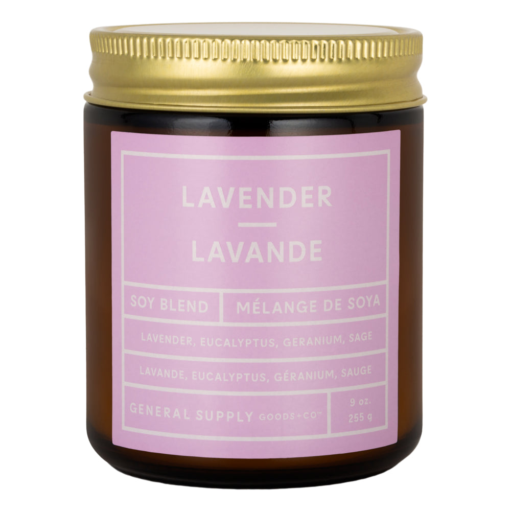Image of General Supply Goods + Co Amber Glass Candle - 9 oz - Lavender