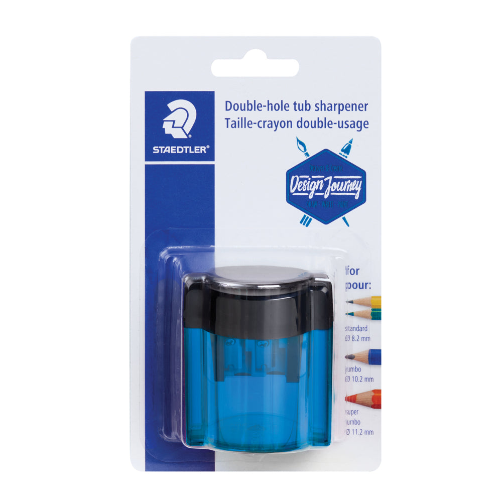 Image of Staedtler Premium-Quality Metal Sharpener with Oval Receptacle - 2 Holes - Assorted Colours - 1 Pack