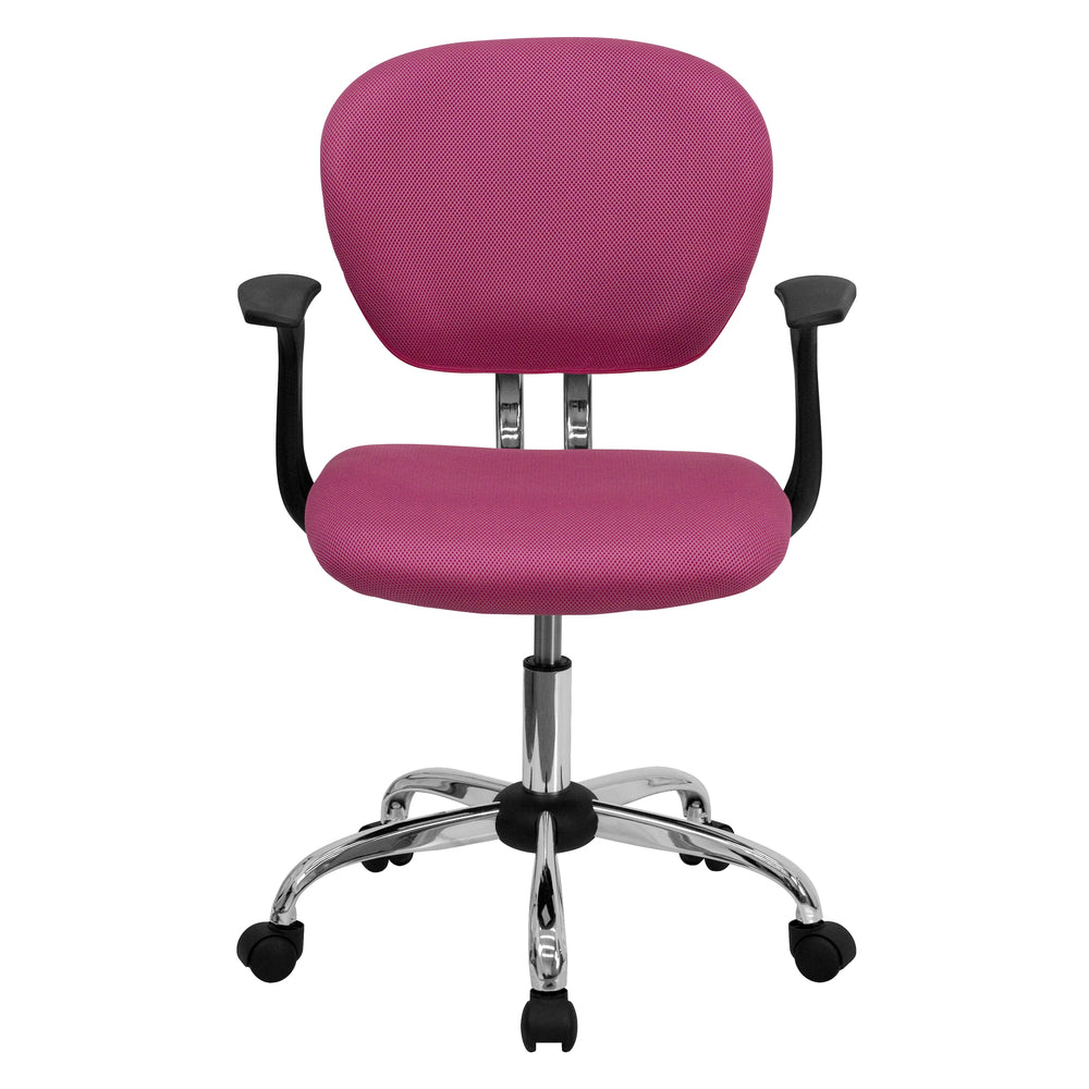 Image of Flash Furniture Mid-Back Apple Green Mesh Padded Swivel Task Chair with Chrome Base, Pink