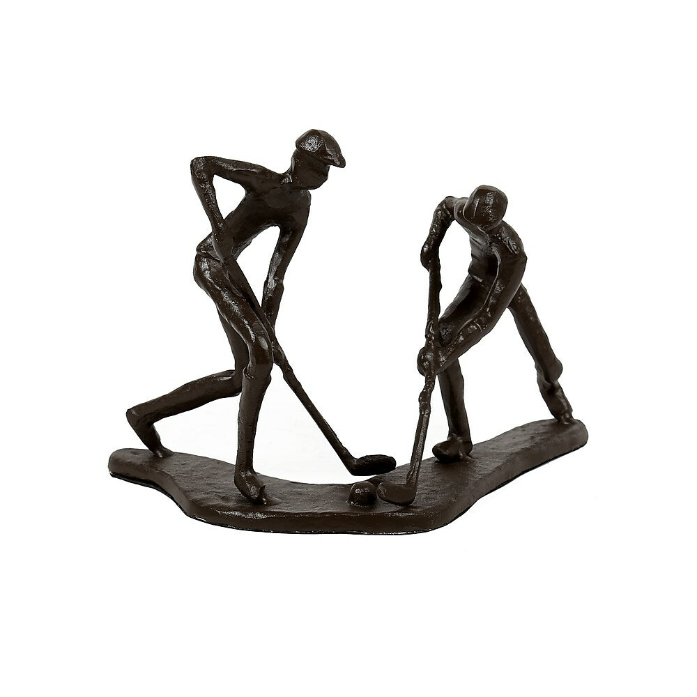 Image of Truu Design Bronze-Look Hockey Player Sculpture, 7.75 x 5.25 x 6 inches, Brown
