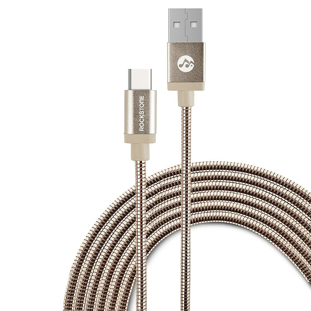 Image of Rockstone Pet Proof Metal Braided Type C Cable - 1.2 Meter, Rose Gold, Pink