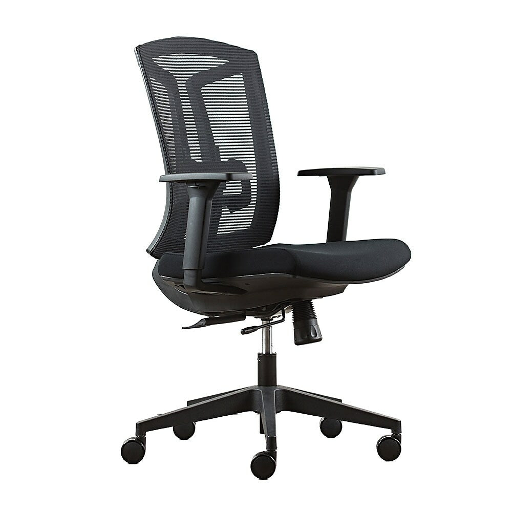 Image of HDL ECO-MB Jupiter Series Echo Mesh Mid-Back and Fabric Chair, Black