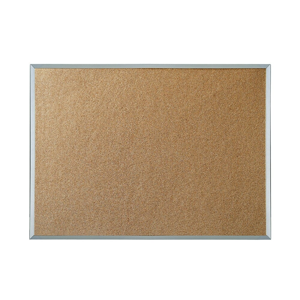 Image of Staples Economy Cork Bulletin Board with Aluminum Frame - 48" x 36"