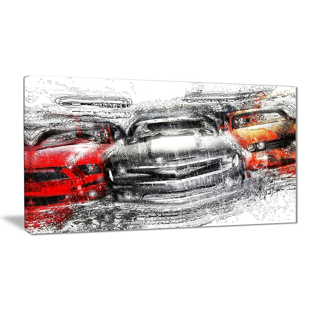 Image of Designart- American Street Race- Canvas Art, (PT2615-24X48)