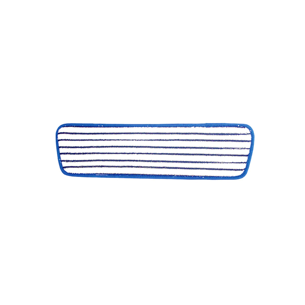 Image of Globe Commercial 18" Microfiber Flat Finish Mop - Blue/White - 10 pack, Light_Blue_White