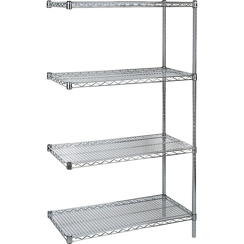 Image of Kleton Heavy-Duty Chromate Wire Shelving, Add-On Kit, 4 Tiers, 72" W x 63" H x 24" D