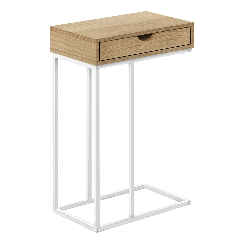 Image of Monarch Specialties - 3775 Accent Table - C-shaped - End - Side - Snack - Living Room - Bedroom - Metal - Natural
