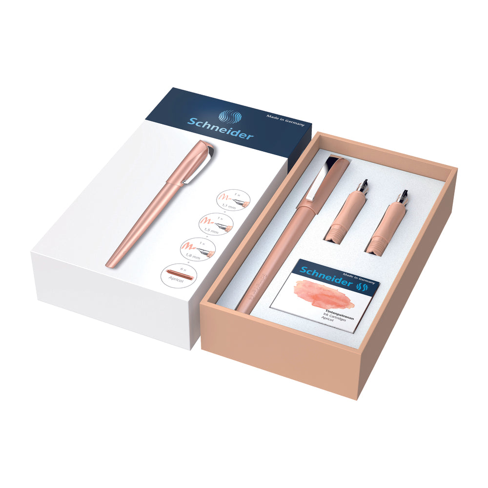 Image of Schneider Callissima Calligraphy Fountain Pen Gift Box with Ink Cartridges - Apricot (RS143806)