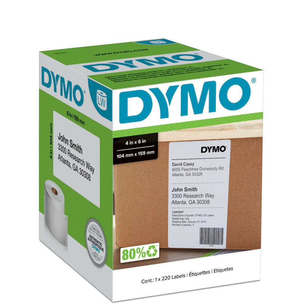 Image of DYMO LabelWriter Large Shipping Labels, 4" x 6", 220 Labels, 220 Pack