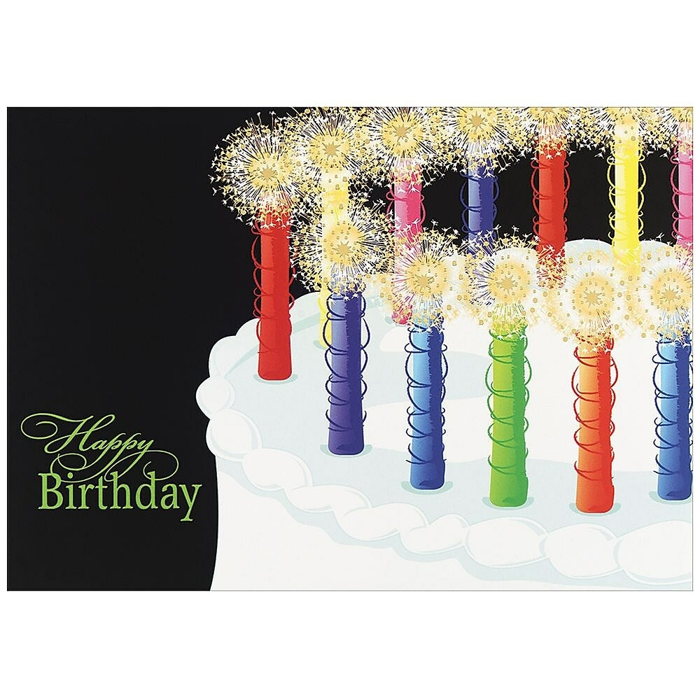 Image of JAM Paper Blank Birthday Cards Set, Birthday Candles, 25/Pack (526XA5604WB)