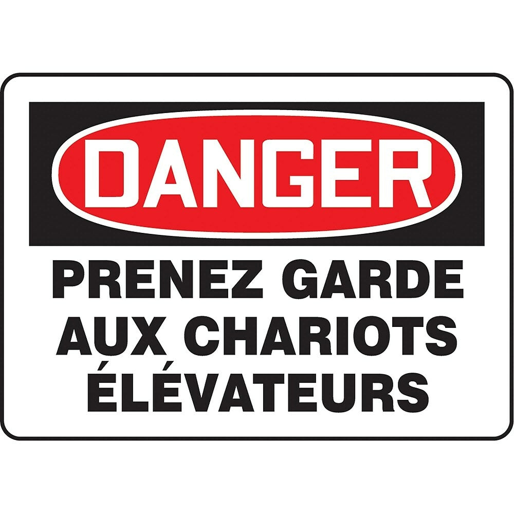 Image of Accuform Signs "Prenez Garde Aux Chariots elevateurs" Sign, 14" x 10", Plastic, French, White