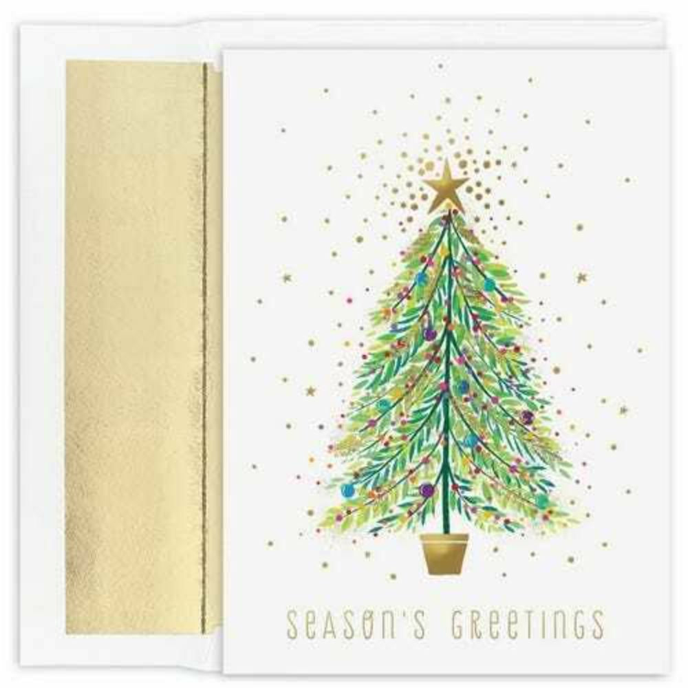 Image of JAM Paper Christmas Cards & Matching Envelopes Set - Sparkle Tree - 18 Pack