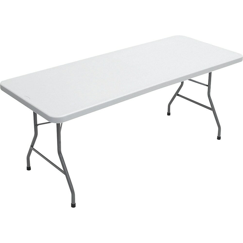 Image of Staples Banquet Table with Folding Legs, 96", Light Grey, Yellow