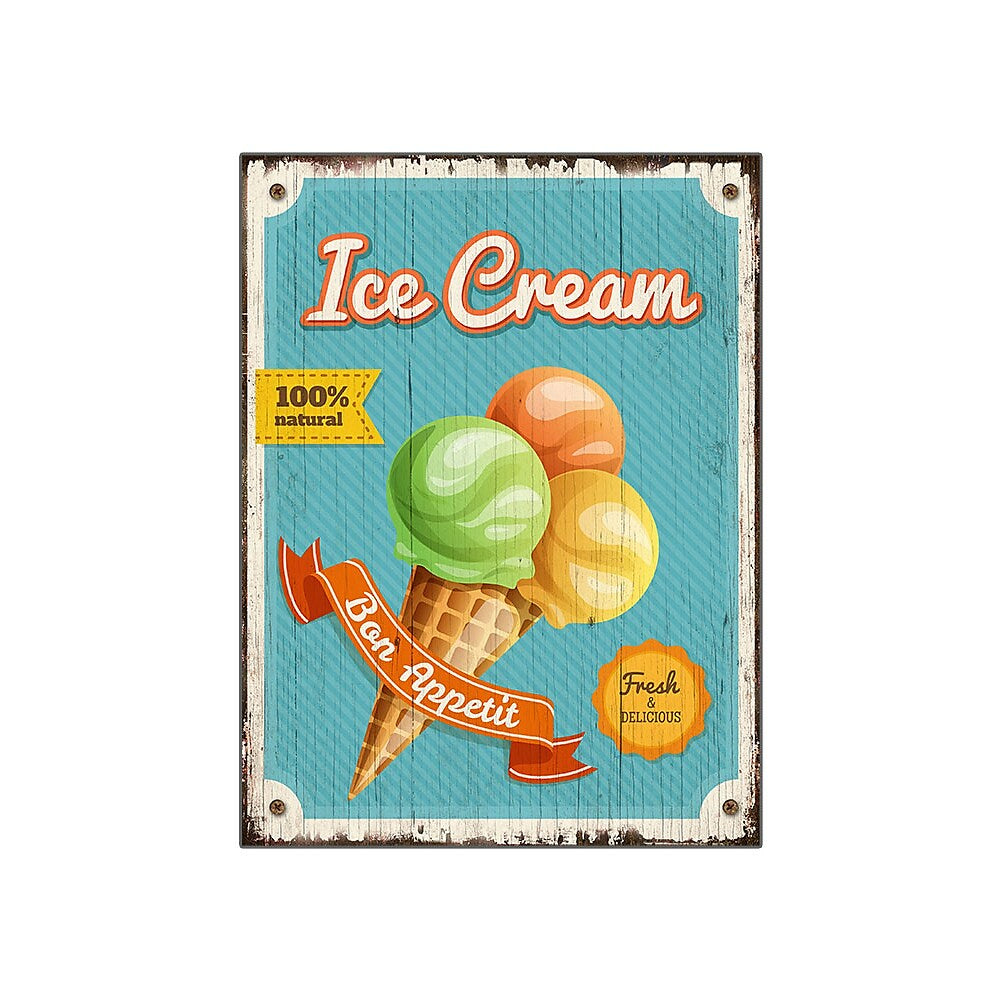Image of Sign-A-Tology Ice Cream (Bon Appetit) Vintage Wooden Sign - 12" x 16"
