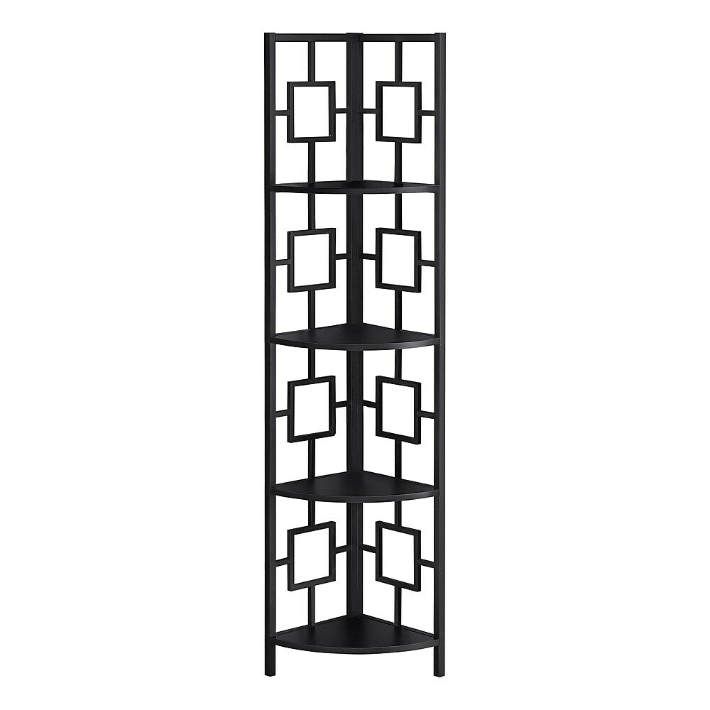 Image of Monarch Specialties - 3610 Bookshelf - Bookcase - Etagere - Corner - 4 Tier - 62"H - Office - Bedroom - Metal - Black