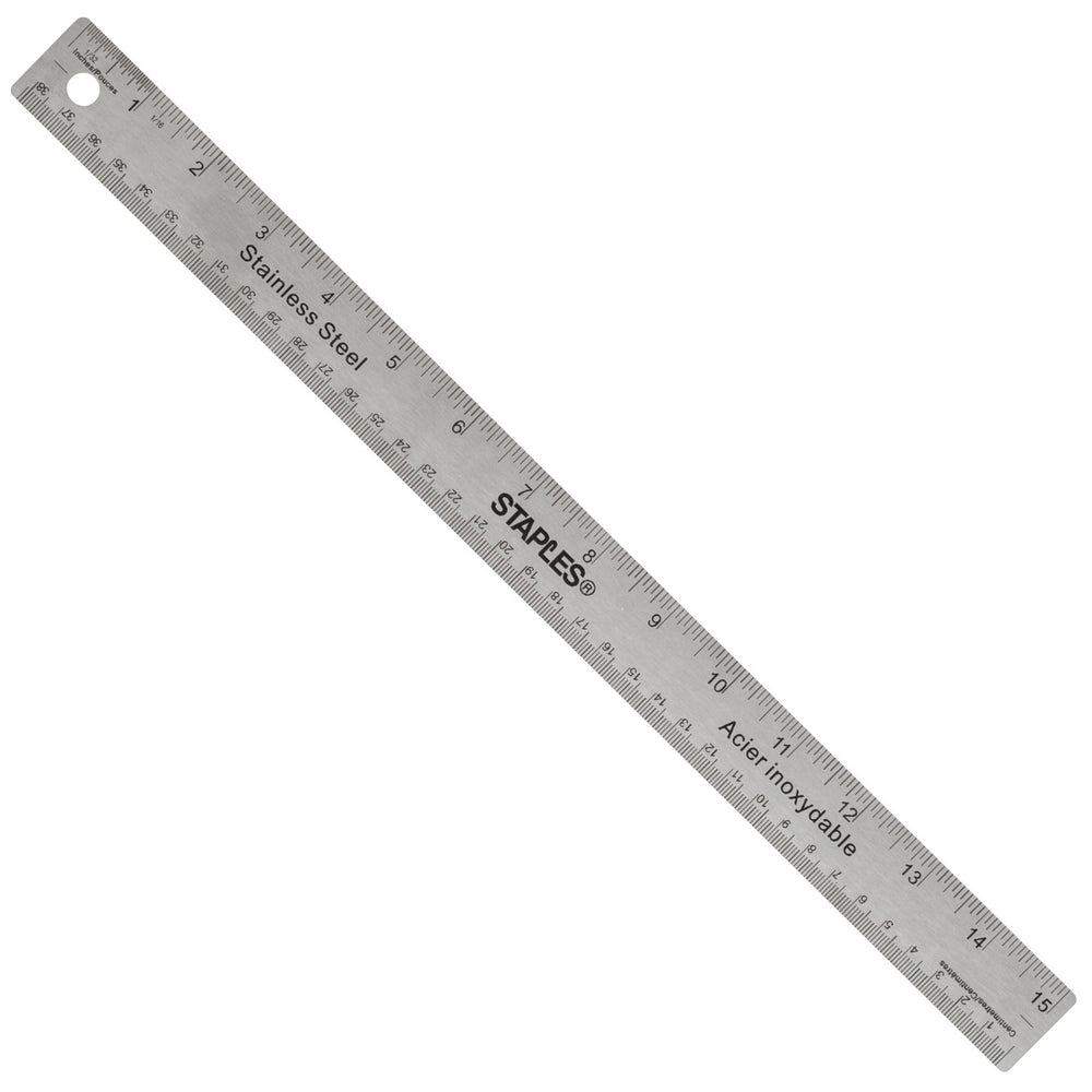 Image of Staples Stainless Steel Ruler - 15"/38cm