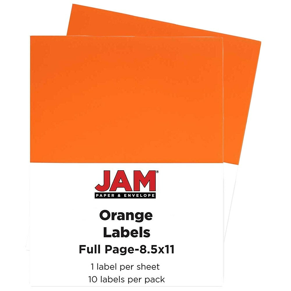 Image of JAM Paper Full Page Labels, 8.5 x 11 Sticker Paper, AstroBrights Orbit Orange, 2 sets of 5 (337628612g), 10 Pack