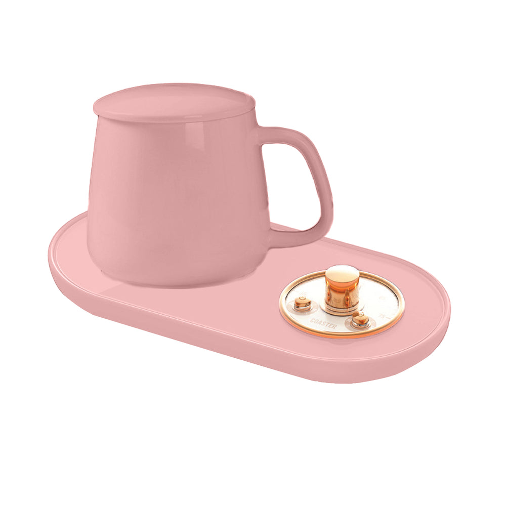 Image of Habitu Retro Electric Mug Warmer with Mug & Lid - Pink