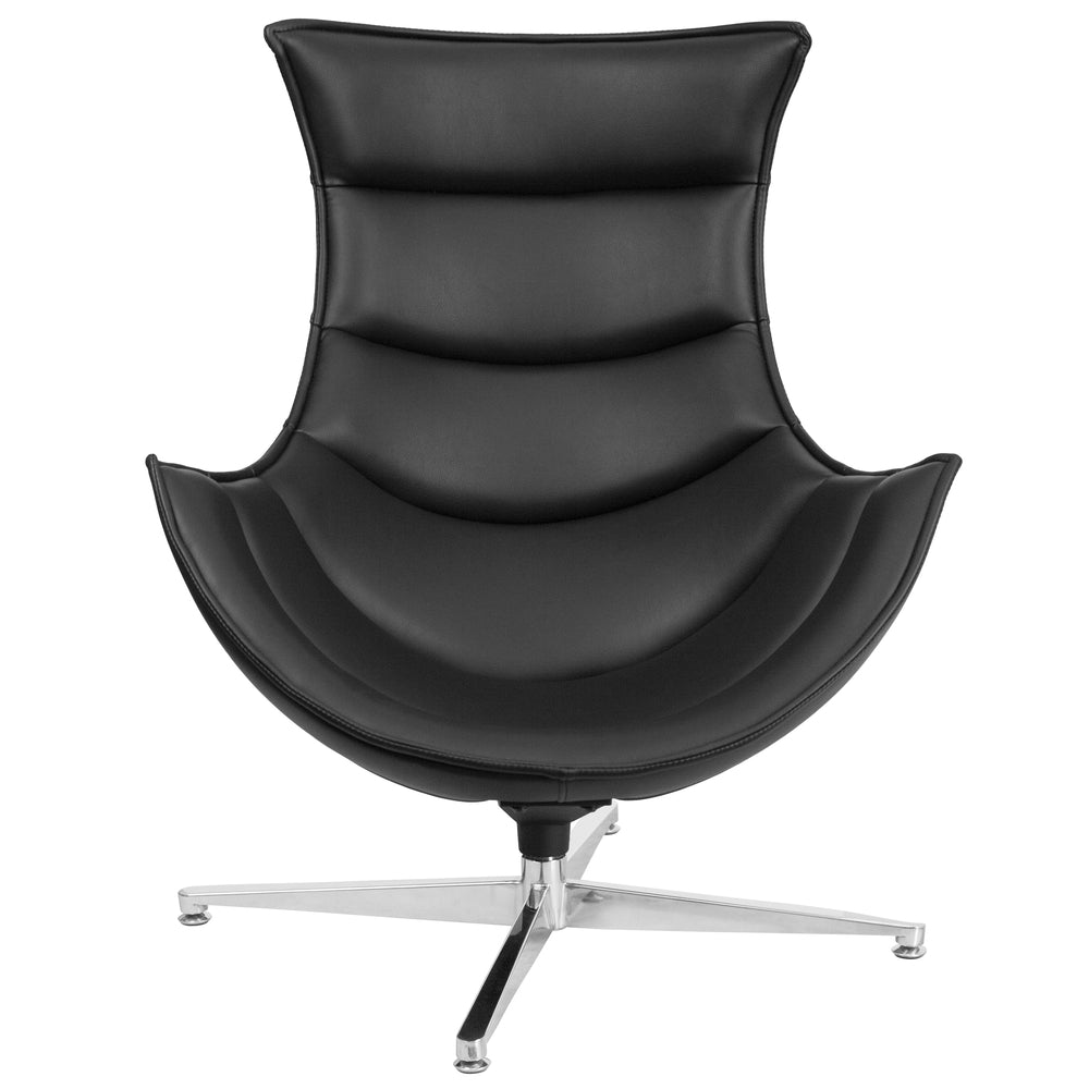 Image of Flash Furniture Black LeatherSoft Swivel Cocoon Chair