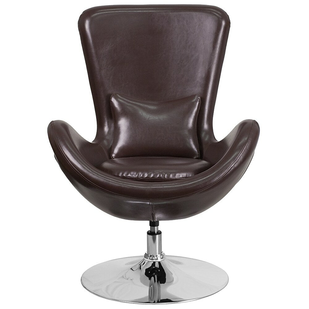 Image of Flash Furniture Egg Series Brown Leather Side Reception Chair