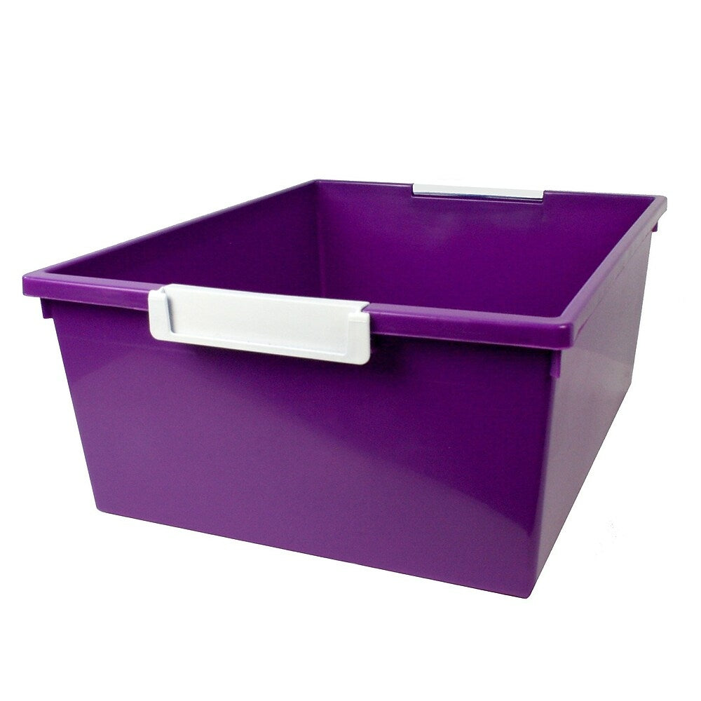 Image of Romanoff Tattle Tray with Label Holder, Purple, 12QT., 3 Pack (ROM53606)