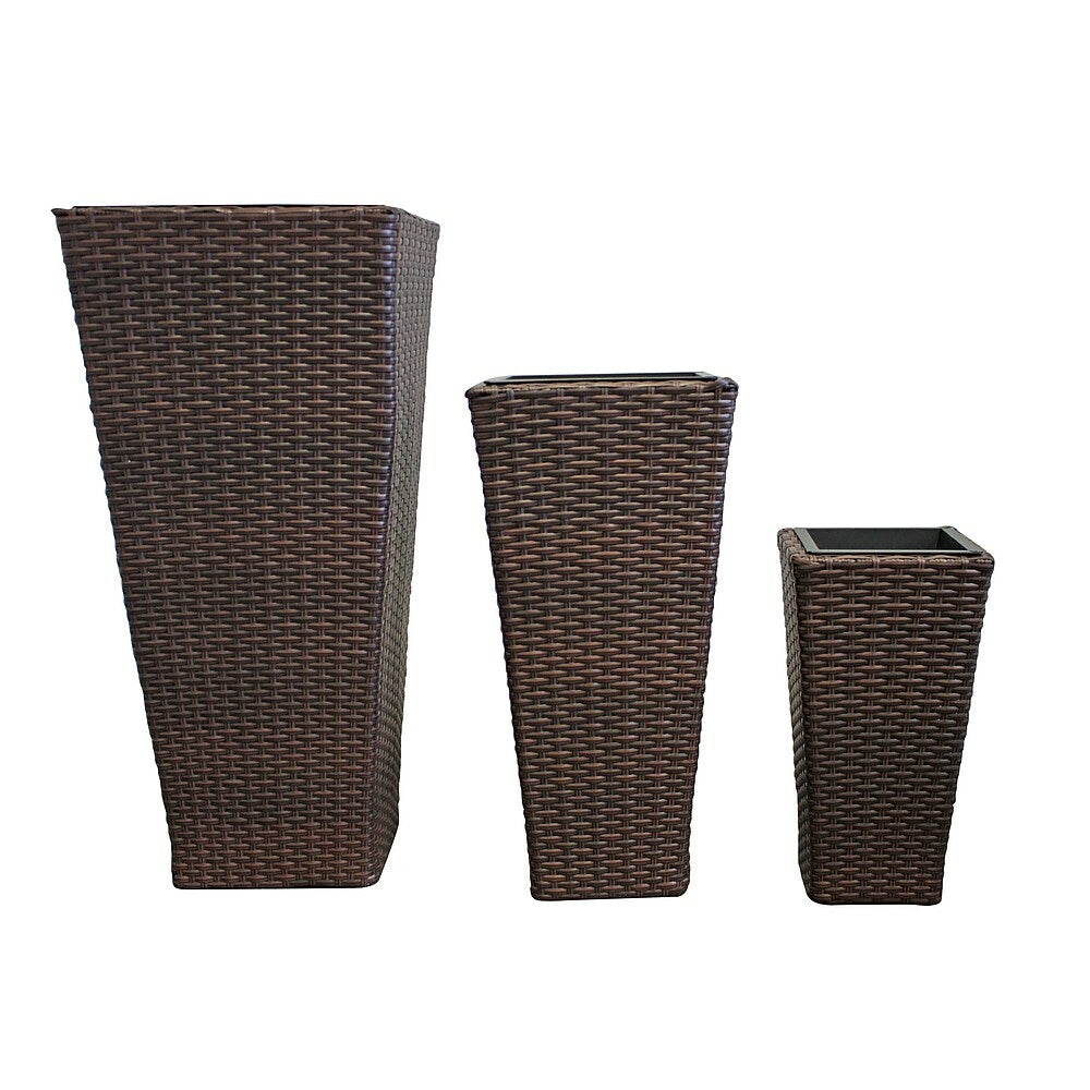 Image of Blooms 3-Piece Plastic Flower Pot, Brown