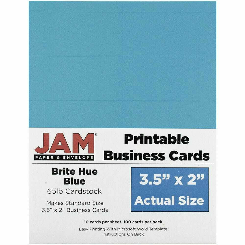 Image of JAM Paper Printable Business Cards - 3-1/2" x 2" - Blue - 100 Pack