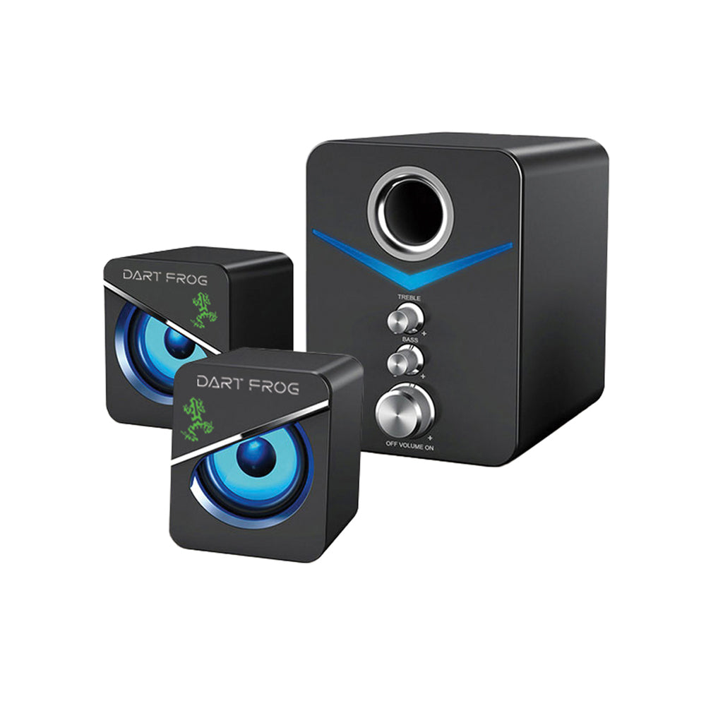 Image of Dart Frog 2.1 Channel Computer Gaming Speakers with LED RGB Lights and Subwoofer - Black